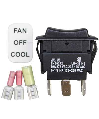 Switch, rocker switch with FAN-OFF-COOL settings
