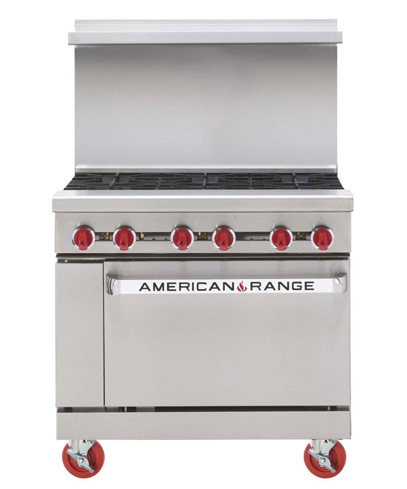 Green Flame Range, 36 inch, 6 burners, electronic ignition