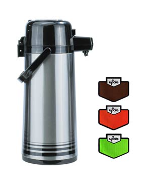 Airpot 2.5 Liter S/S, Push Top, Glass Lined, Regular or Decaf.