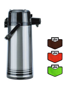 Airpot 2.5 Liter S/S, Push Top, Stainless Lined, Regular/Decaf